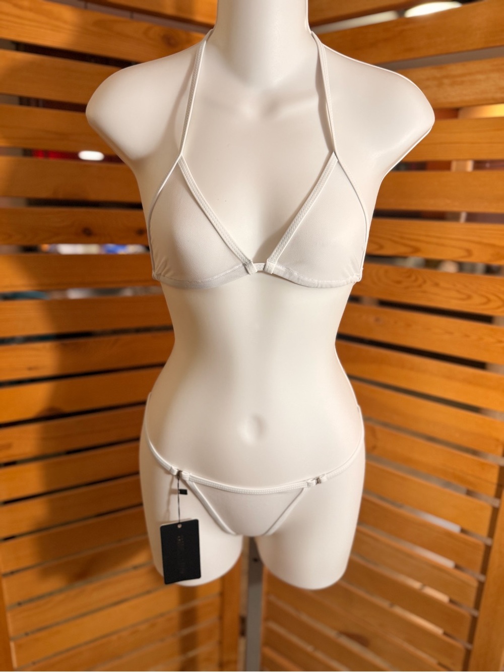 Classic White Triangle Bikini Set - Lightweight Halter Top and Low-Rise Bottoms